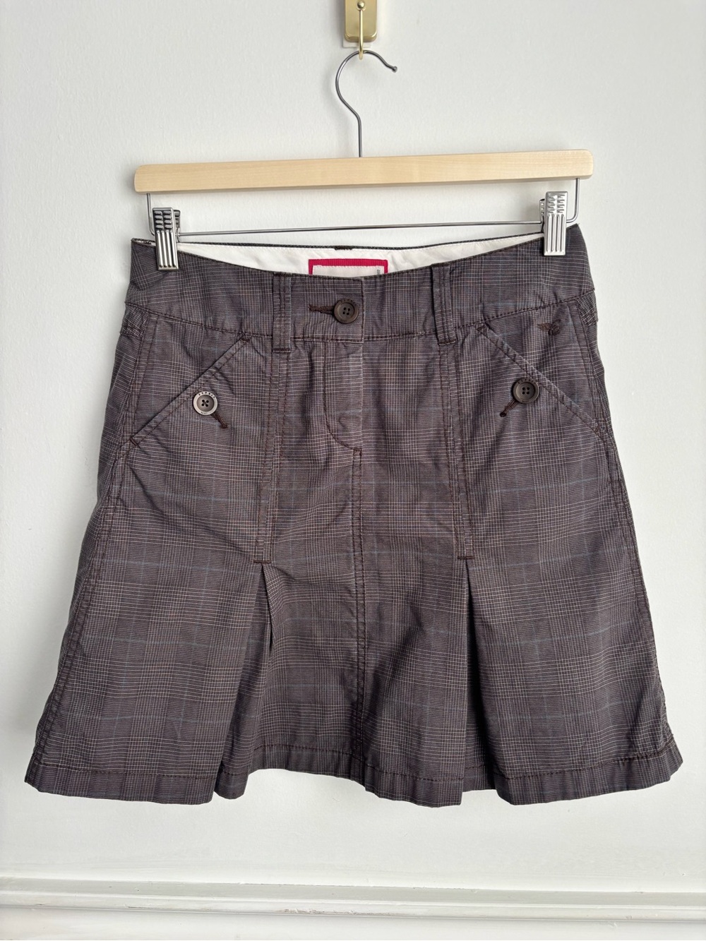 Y2K Skater Esprit Gray Plaid A-Line Skirt- Size US 2
